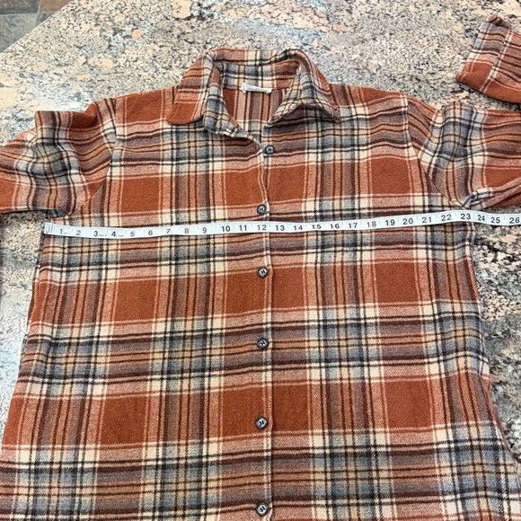 ADORA Rust and Cream Plaid Casual Shirt - Picture 7 of 7
